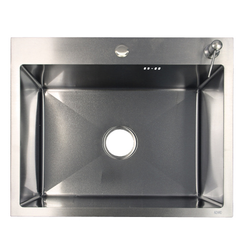 картинка Кухонная мойка AZARIO NICOLE 600х500х220 нержавеющая сталь, в комплекте сифон, диспенсер,коландер, серебро соты (AZS6050H) от магазина Сантехстрой