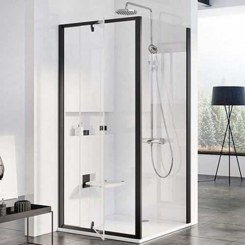 картинка Душевая стенка Ravak Pivot PPS-100 90GA0300Z1 профиль Черный стекло прозрачное от магазина Сантехстрой