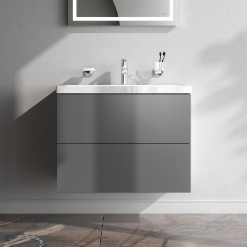 картинка M90FHX07522GM GEM, База под раковину, подвесная, 75 см, 2 ящика push-to-open, графит матовый от магазина Сантехстрой