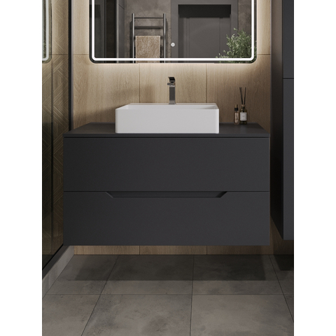 картинка Тумба с раковиной подвесная Orange Line Li-100TugMDF+B04-500W 100 см, графит/белый от магазина Сантехстрой