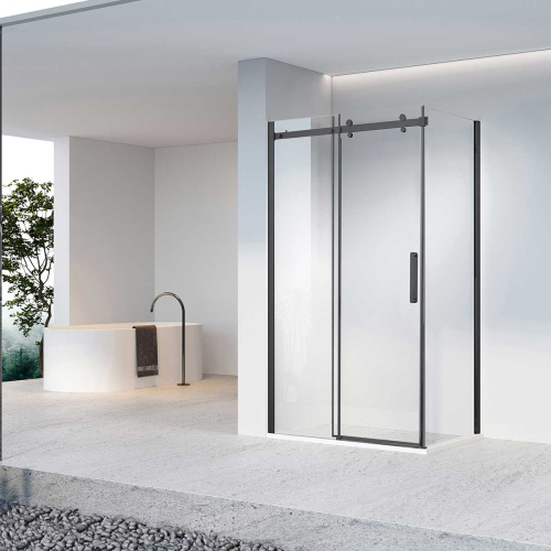 картинка Душевой уголок Como-N VSR-4CN9014CLB, 1400*900, черный, стекло прозрачное от магазина Сантехстрой