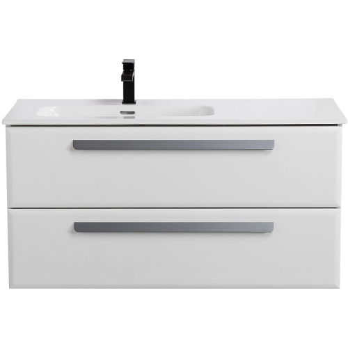 картинка Тумба под раковину Cezares Eco-Cer-N 100 L ECO-CER-N-1000-2C-SO-BL-L подвесная Bianco Lucido без ручек от магазина Сантехстрой