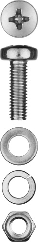 картинка Винт (DIN7985) в комплекте с гайкой (DIN934), шайбой (DIN125), шайбой пруж. (DIN127), M5 x 16 мм, 18 шт, ЗУБР от магазина Сантехстрой
