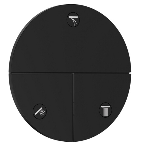 картинка Вентиль, Hansgrohe, ShowerSelect Comfort S, для 3 потребителей, тип вентиля-переключающий, тип установки-настенный встраиваемый, внутренняя часть-необходимо заказать, цвет-черный матовый от магазина Сантехстрой