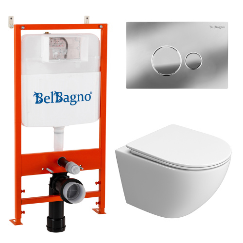 картинка Комплект 3 в 1 Унитаз подвесной с сиденьем BelBagno UNO-TOR BB5177CH-TOR/SC + Система инсталляции 2 в 1 BelBagno BB026/BB081CR от магазина Сантехстрой