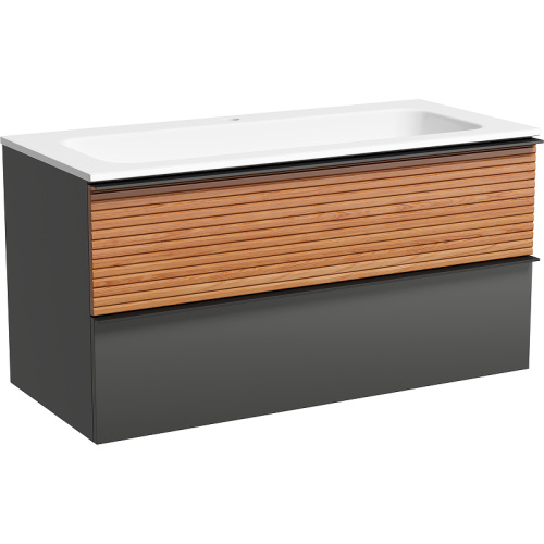 картинка Тумба под раковину Sancos Delta 100 DL100GR подвесная Дуб красный Графит от магазина Сантехстрой