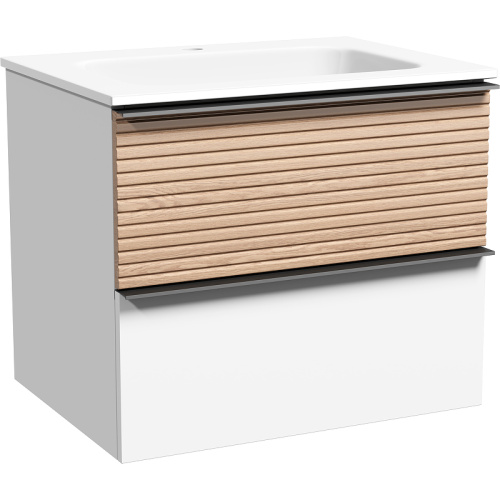 картинка Тумба под раковину Sancos Delta 60 DL60W подвесная Дуб светлый Белая от магазина Сантехстрой