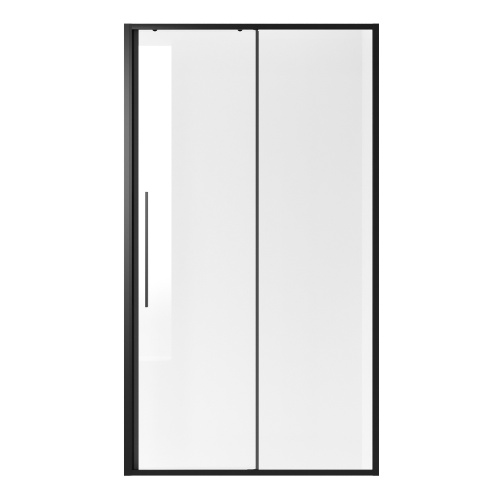 картинка Дверь в нишу NG-84-12AB (120*195) черный матовый, стекло прозрачное, 1 место от магазина Сантехстрой