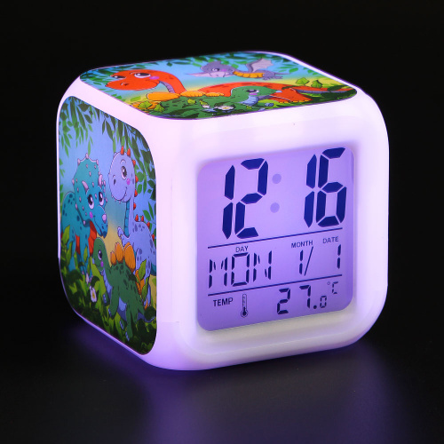 картинка LADECOR CHRONO Часы-будильник, 9х9х9см, календарь, термометр, подсветка LED, пластик, 2 дизайна от магазина Сантехстрой