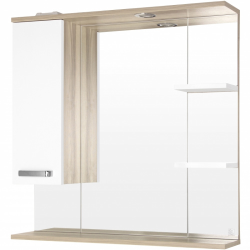 картинка Зеркало со шкафом Style Line Ориноко 80 С с подсветкой Белый Светлое Дерево от магазина Сантехстрой