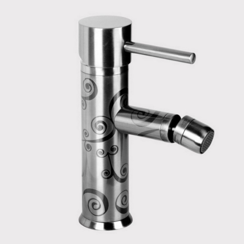 картинка daniel suvi decora смеситель для биде, с донным клапаном, никель/декор spiral серый