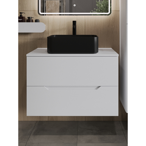 картинка Тумба с раковиной подвесная Orange Line Li-80TuwMDF+B02-460W 80 см, белый/черный от магазина Сантехстрой