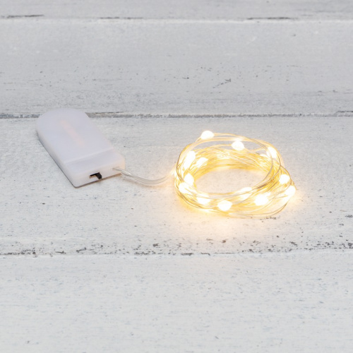 картинка Гирлянда Роса с крупными каплями 2 м,  20 LED,  теплое белое свечение,  2хCR2032 в комплекте NEON-NIGHT от магазина Сантехстрой