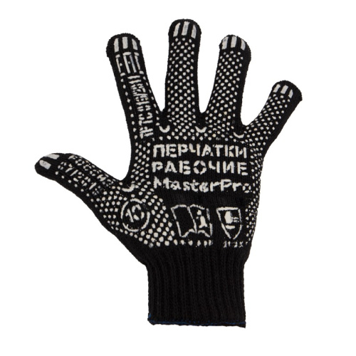 картинка Перчатки полушерстяные с покрытием ПВХ («Зима») черные,  7 нитей,  75-77 г от магазина Сантехстрой