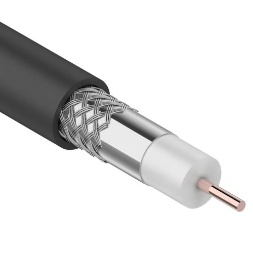 картинка Кабель коаксиальный RG-6U,  75 Ом, CCS/Al/Al,  64%,  305 м, OUTDOOR,  черный,  REXANT от магазина Сантехстрой