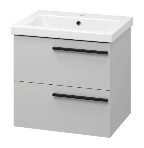 картинка Тумба с раковиной Ненси 60 подвесная (серая) + раковина Cersanit Como 60 от магазина Сантехстрой