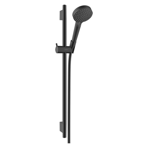картинка HANSGROHE VERNIS BLEND Душевой комплект с штангой 650 мм., ручным душем и шлангом, цвет черный матовый от магазина Сантехстрой