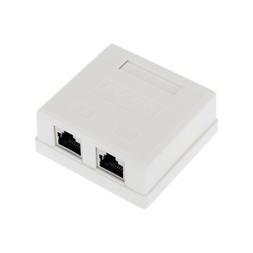 картинка Розетка компьютерная внешняя,  2-порта FTP RJ-45 (8P8C),  CAT 6 REXANT от магазина Сантехстрой