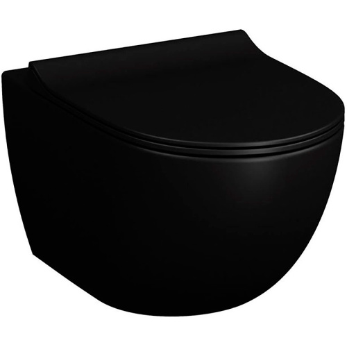 картинка 7748B083-0101 Безободковый подвесной унитаз VitrA Sento, цвет Матовый черный от магазина Сантехстрой