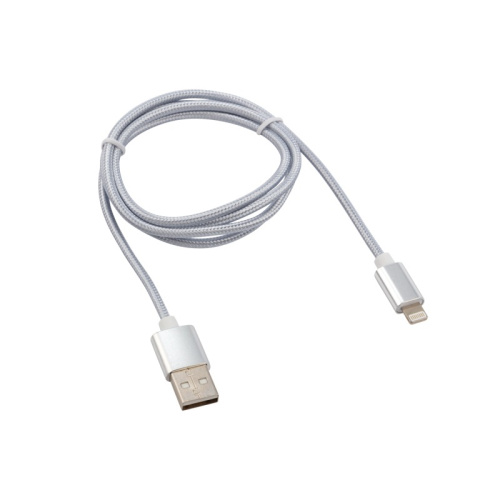 картинка Кабель REXANT USB-Lightning 1 м,  серебристая нейлоновая оплетка от магазина Сантехстрой