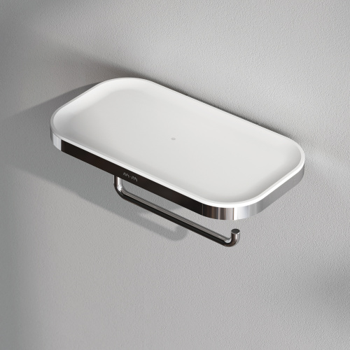 картинка Держатель туалетной бумаги AM.PM Func A8F341400 с полкой Хром от магазина Сантехстрой