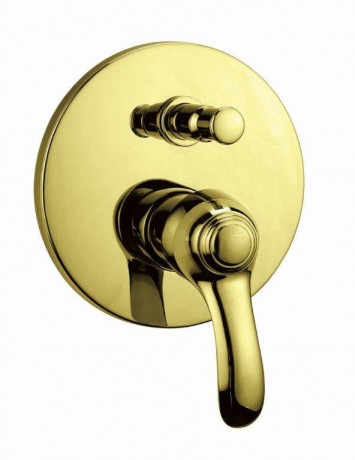 изображение встраиваемый однорычажный смеситель для ванны с душем золото, ручка золото cezares lira lira-vdim-03