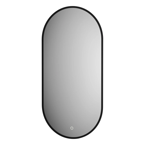 картинка Зеркало Defesto AURA DF 2932S 40х80 см, с LED-подсветкой, сенсорный выключатель, теплый белый свет, рама черная от магазина Сантехстрой