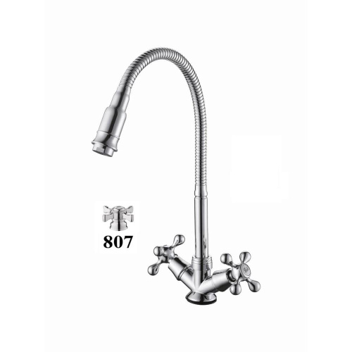 картинка смеситель для кухни с гибким изливом d-lin d151807-q, хром