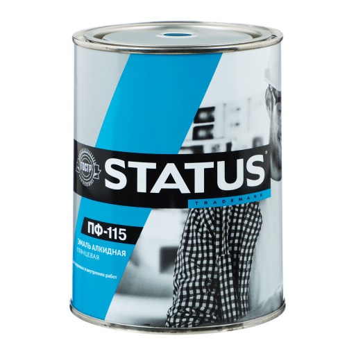 картинка STATUS Эмаль ПФ-115 Синяя 0,8кг (для металлических, деревянных, бетонных поверхностей) от магазина Сантехстрой