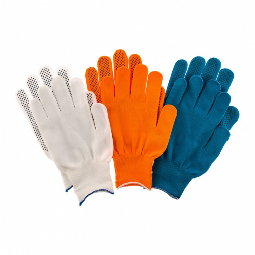 картинка Перчатки в наборе, цвета: оранжевые, синие, белые, ПВХ точка, XL, Россия Palisad от магазина Сантехстрой