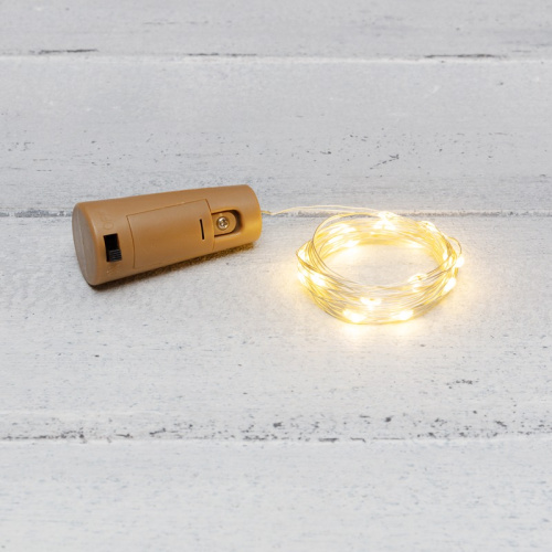 картинка Гирлянда Роса с пробкой 2 м,  20 LED,  теплое белое свечение,  3хLR44 в комплекте NEON-NIGHT от магазина Сантехстрой