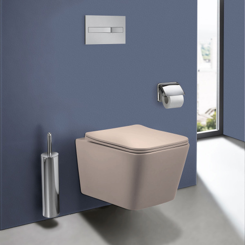 картинка Унитаз подвесной Q-Line VT1-12MC безободковый, ультратонкое soft close сиденье, капучино матовый от магазина Сантехстрой