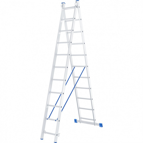 картинка Лестница, 2 х 11 ступеней, алюминиевая, двухсекционная, Россия, Сибртех от магазина Сантехстрой