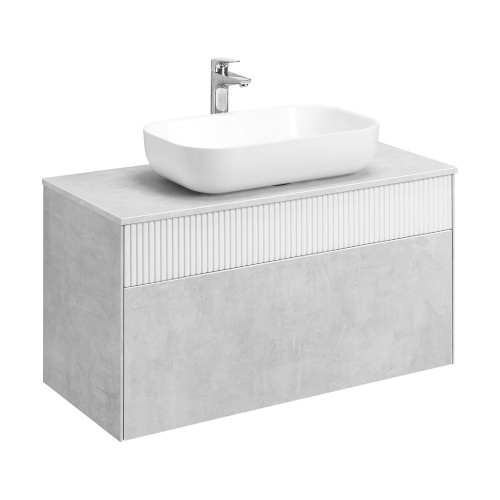 картинка Тумба под раковину AQUATON Марбл 100 1000х460х530 подвесная, Слэйт/Белый матовый (1A276301MH4C0) от магазина Сантехстрой