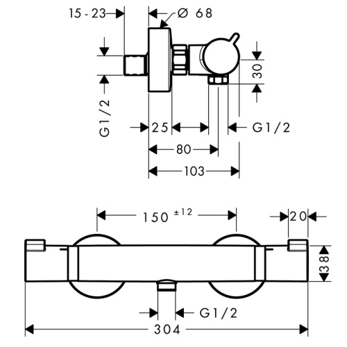картинка Термостат для душа Ecostat Comfort, ВМ, ½', черный матовый от магазина Сантехстрой