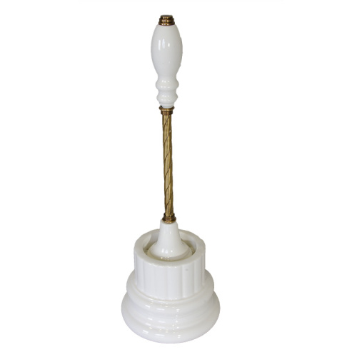 картинка Devon DOROTHY Ерш для унитаза напольный, колба - керамика белая, ручка ерша: состаренная бронза/белый от магазина Сантехстрой