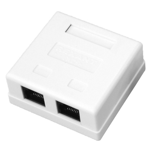 картинка Розетка компьютерная внешняя,  2-порта UTP RJ-45 (8P-8C),  CAT 5e REXANT от магазина Сантехстрой