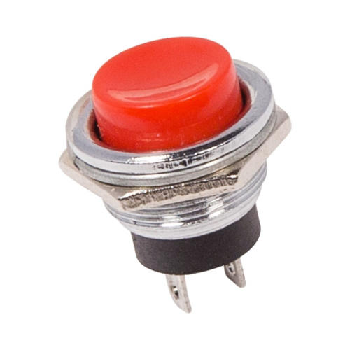 картинка Выключатель-кнопка металл 250V 2А (2с) OFF-(ON) Ø16.2 красная (RWD-306) REXANT от магазина Сантехстрой
