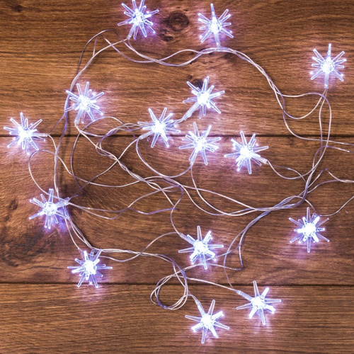 картинка Гирлянда светодиодная Снежинки 20 LED БЕЛЫЕ 2,8 метра от магазина Сантехстрой