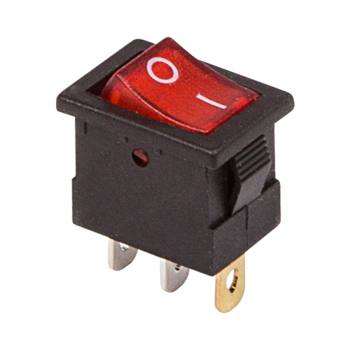 картинка Выключатель клавишный 12V 15А (3с) ON-OFF красный с подсветкой Mini (RWB-206-1, SC-768) REXANT от магазина Сантехстрой
