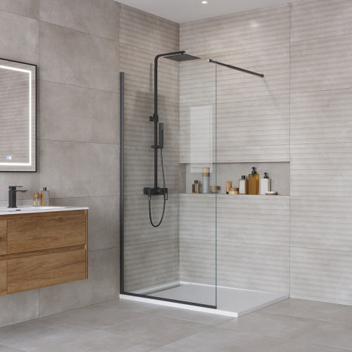 картинка Душевая перегородка BelBagno KRAFT-L-1-90-C-NERO от магазина Сантехстрой