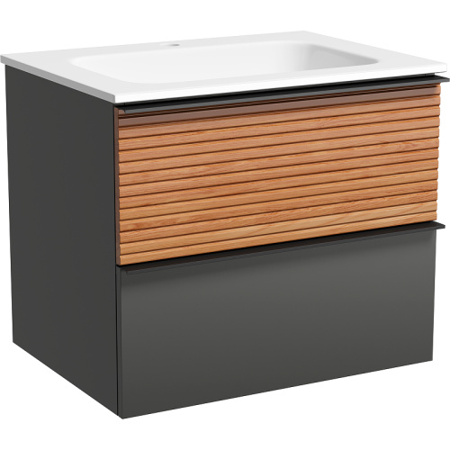 картинка Тумба под раковину Sancos Delta 60 DL60GR подвесная Дуб красный Графит от магазина Сантехстрой