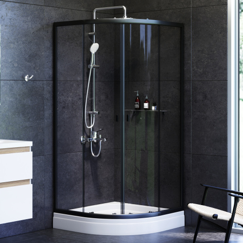 картинка W88G-205-090BT64 X-Joy Twin Slide,  Душевое ограждение без  поддона, 90x90, профиль черный от магазина Сантехстрой