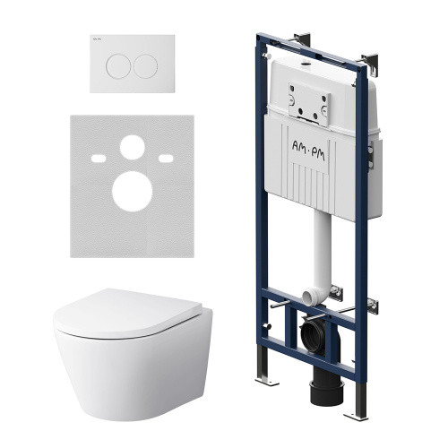 картинка IS100101.741701 Инсталляция MasterFit с клав L глянц белый с подвес унит  Sense FlashClean с сид от магазина Сантехстрой