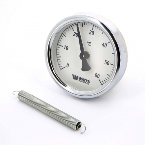 картинка Термометр биметаллический накладной F+R8101 TCM WATTS Ind 120°С 63мм с пружиной от магазина Сантехстрой