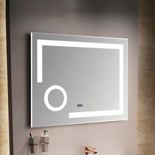 картинка Зеркало с LED-подсветкой MELANA-8060 подогрев/часы/космет.зеркало (MLN-LED090) от магазина Сантехстрой