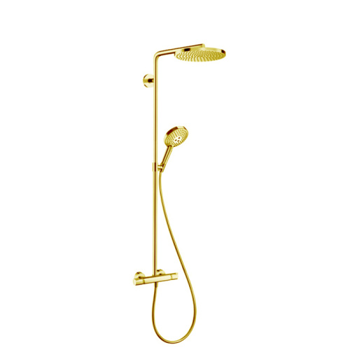 картинка HG Raindance Душевая стойка с термостатом 1jet (верхний душ 240мм, ручной душ с держателем), цвет: золото от магазина Сантехстрой