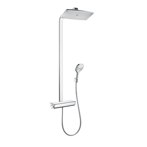 картинка HG Raindance Select 360 Showerpipe Душевая стойка с верхним душем: 360x190 мм, и ручным душем, термостатированный смеситель, цвет: хром от магазина Сантехстрой