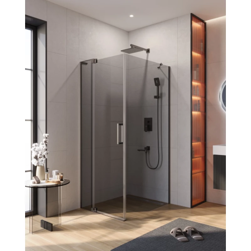 картинка Душевой уголок Cezares Slider SLIDER-AH-1-90-80/90-GRIGIO-GM 80-90x89,5 см, профиль оружейная сталь матовый, стекло графитовое от магазина Сантехстрой