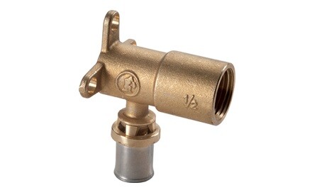 картинка Угольник, 90°, В, 3/4", 26 x 3, латунь, с кронштейном от магазина Сантехстрой
